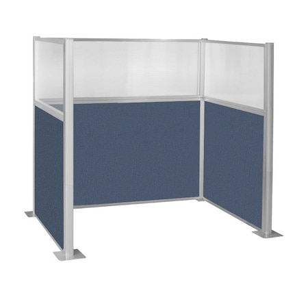 Versare Pre-Configured Hush Panel Cubicle (U Shape) 6' x 4' W/ Window Ocean Fabric 1859315